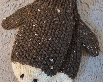 Handmade knit HEDGEHOG mittens. Made to order. Size Needed, by age. Kids and Adults. Acrylic Yarn. FREE Shipping.