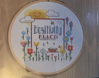Leisure Arts Positivity Counted Cross Stitch Kit. FREE SHIPPING. New Condition