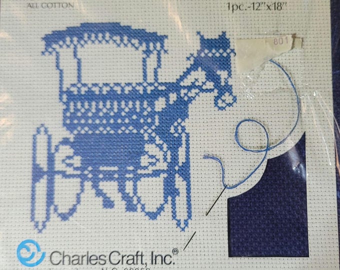 Charles Craft Aida Cloth 14ct 12"x18" navy. FREE SHIPPING.