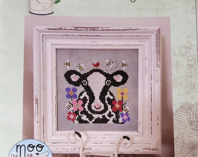 The Blackberry Rabbit Moo The Merrier Bessie in the Blooms Cross Stitch Pattern. FREE SHIPPING. Good Condition.