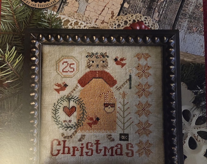 Teresa Kogut Christmas Kitty Cross Stitch Pattern. Free Shipping. Used Condition.