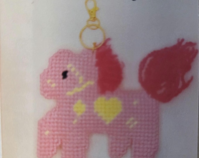 Pink Pony Keychain, Bag Charm Needlepoint Kit. FREE SHIPPING. New Condition. Great for Beginners.