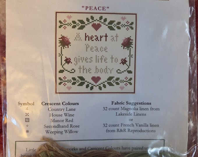 Little House Needleworks Peace Cross Stitch Pattern includes Floss. FREE Shipping. Used  Condition.
