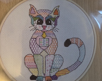 Leisure Arts Cat Counted Cross Stitch Kit. FREE SHIPPING. New Condition