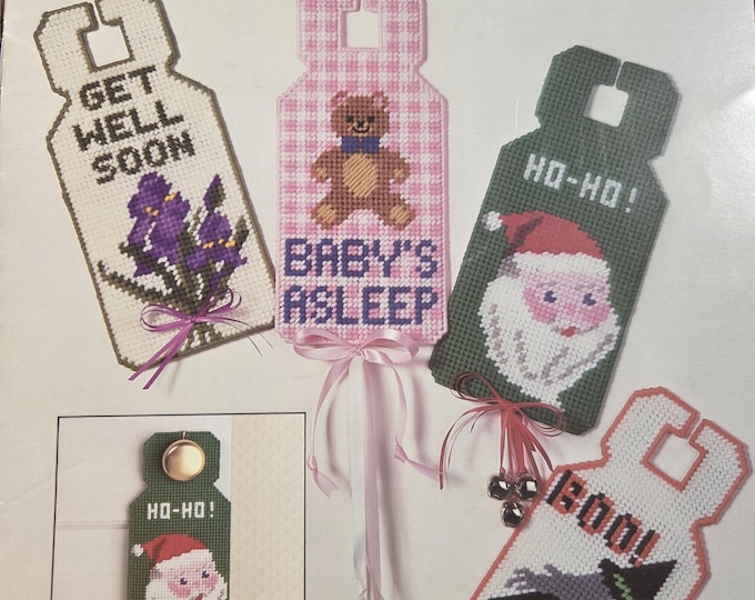 Leisure Arts Door Signs in Plastic Canvas Cross Stitch Pattern. Free SHIPPING. Used Condition.
