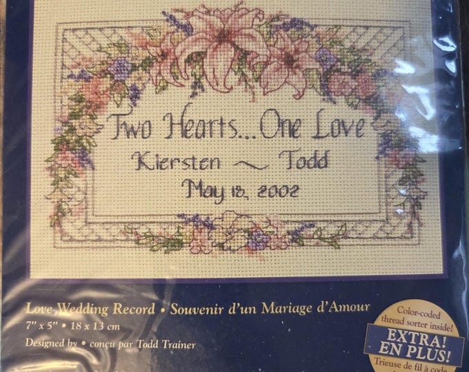 Dimensions Creative Accents Love Wedding Record Counted Cross Stitch Kit. FREE SHIPPING. Good Condition.
