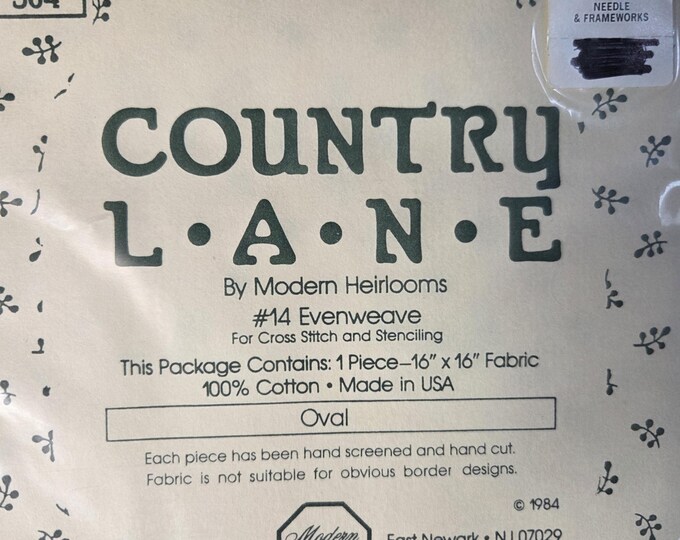 Country Lane #14 Evenweave 16x16 Fabric with Oval Green. FREE SHIPPING.