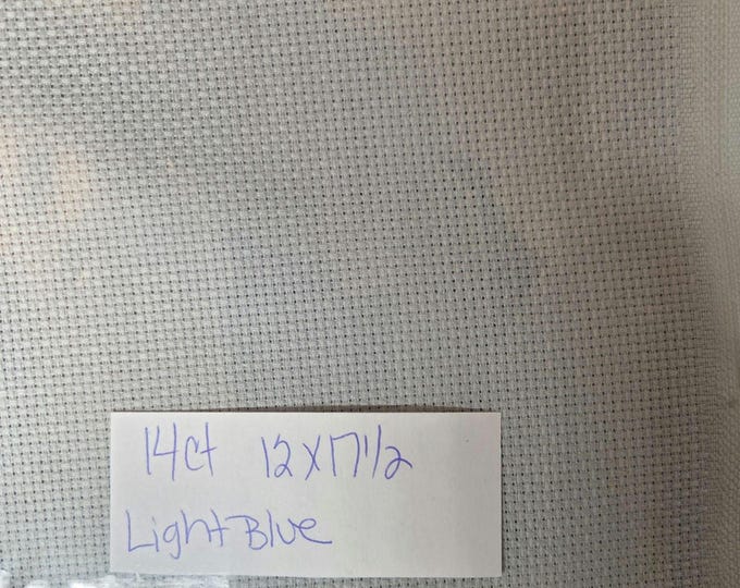 14ct 12"x17.5" Aida Cloth Light Blue. Preowned and Repackaged. FREE SHIPPING.