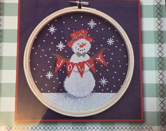 Happy Cat Stitchery Jolly Snowman Cross Stitch Pattern. FREE SHIPPING. Good Condition
