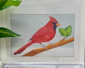 Blue Poppy Cardinal Needlepoint Canvas Kit 13 mesh 6x4. New Condition. Free Shipping.