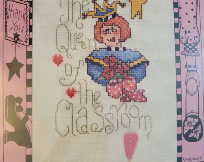 A Little Alma Lynne Queen of the Classroom Cross Stitch Kit. FREE SHIPPING. Good Condition. Repackaged in a polybag.