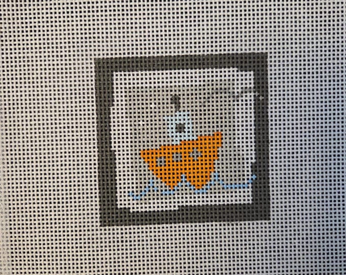 Pippin Orange Boat Needlepoint Canvas 13# 3"x3". Preowned Estate Sale Like New Condition. Free Shipping.