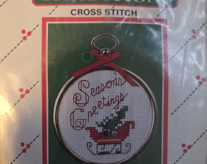 Traditions Seasons Greetings Sleigh Counted Cross Stitch Kit. FREE SHIPPING. Older Condition.