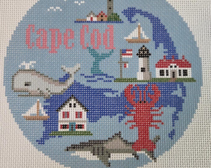 Cape Cod Needlepoint Canvas. 18 Mesh 5" Round. New Condition. Free Shipping.