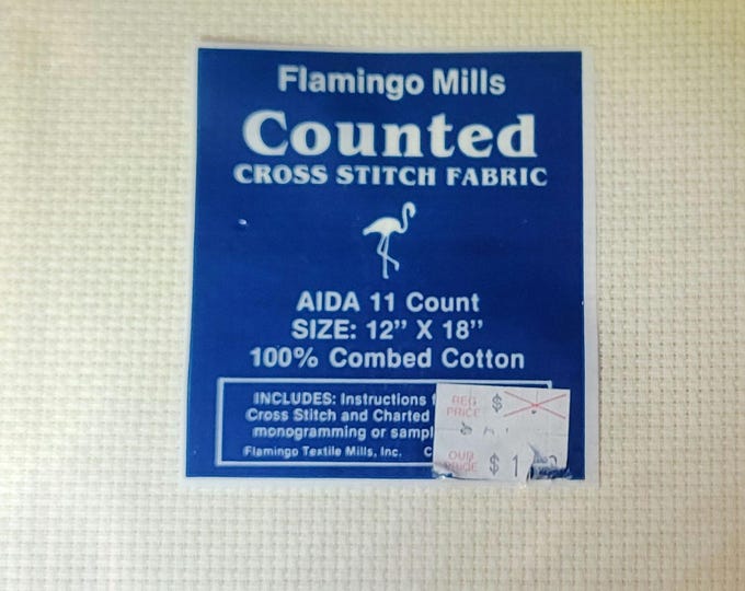 Flamingo Mills Aida Cloth 11 ct 12"x18" ecru. FREE SHIPPING.