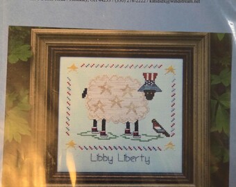 Katidid Libby Liberty Cross Stitch Pattern plus Fabric. FREE SHIPPING. Good Condition