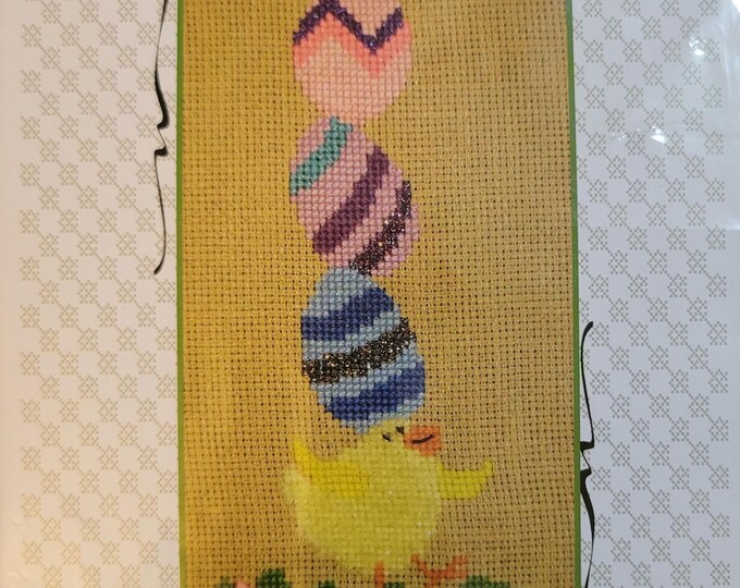Stitchworks All Stacked Up Easter Chick Cross Stitch Pattern. Free Shipping. Good Condition. Button Included.