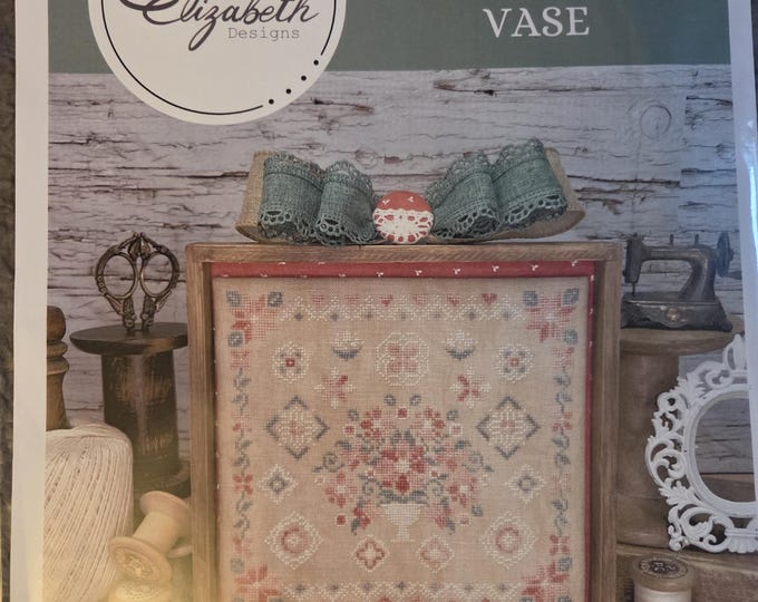 Erin Elizabeth Designs Blooming Vase Cross Stitch Chart plus floss. FREE SHIPPING. Good Condition.
