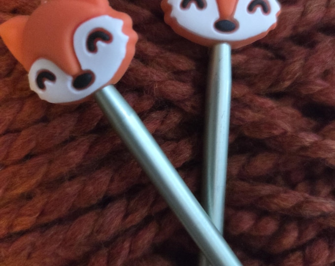 Fox Knitting Needle Point Savers and Stitch Holders So Stitches Don't Slip Off Needles. Set of 2. Free Shipping.