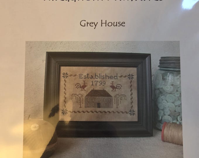 Threadwork Primitives Grey House Cross Stitch Pattern. FREE SHIPPING. Good Condition