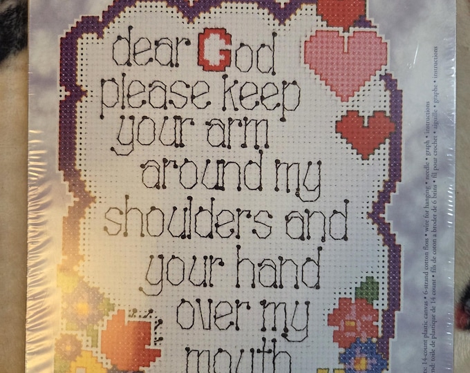 Janlynn Inspirational Wizzers Dear God Cross Stitch Kit. FREE SHIPPING. Good Condition.