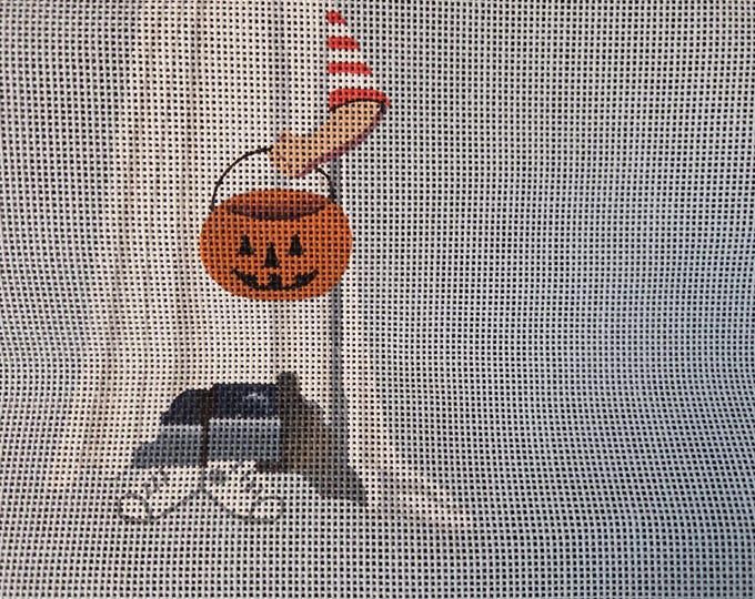 Leigh Designs 5200 Spooky Tommy Needlepoint Canvas.  18 Mesh 5"x6". Handpainted. Preowned Estate Sale Good Condition. Free Shipping.