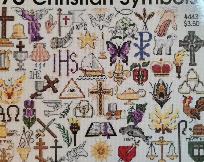Jeanette Crews Designs One Nighters 70 Christian Symbols Cross Stitch Pattern. Free Shipping. Good Condition.