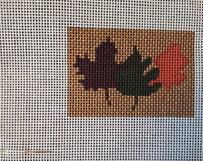 CSB003 Fall Leaves Needlepoint Canvas.  13 Mesh 2.5"x3.5". Preowned Estate Sale Good Condition. Free Shipping.