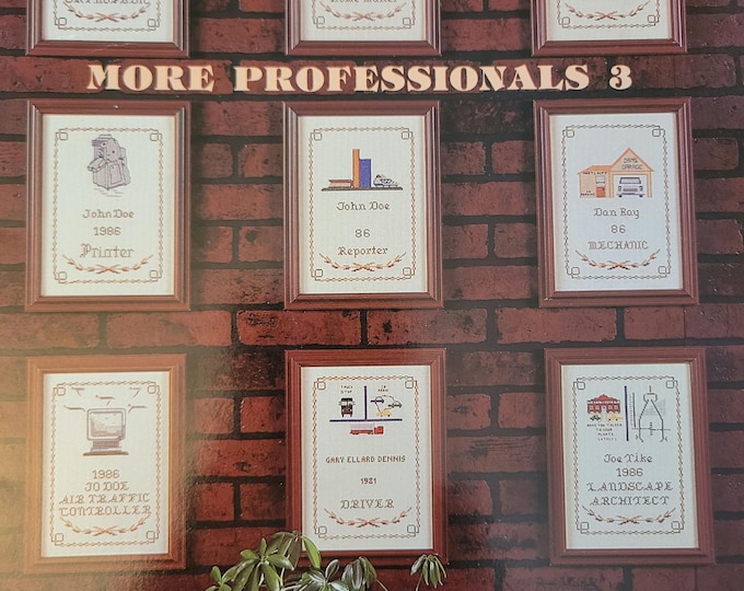 Vintage Dennis Originals More Professionals 3 Cross Stitch Pattern. Many types of jobs. Free Shipping.