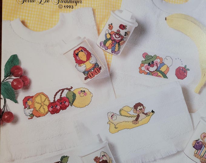 Leisure Arts Bibs and Sips Cross Stitch Pattern. Free SHIPPING. Older Used Condition. Pattern looks like it was trimmed.