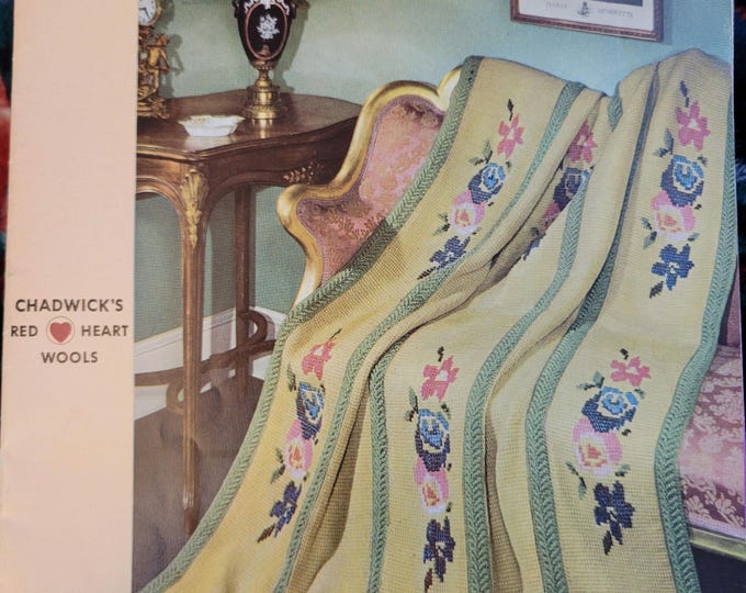 Vintage 1946. Crocheted and Knitted Afghans Book 239 Pattern. FREE SHIPPING.