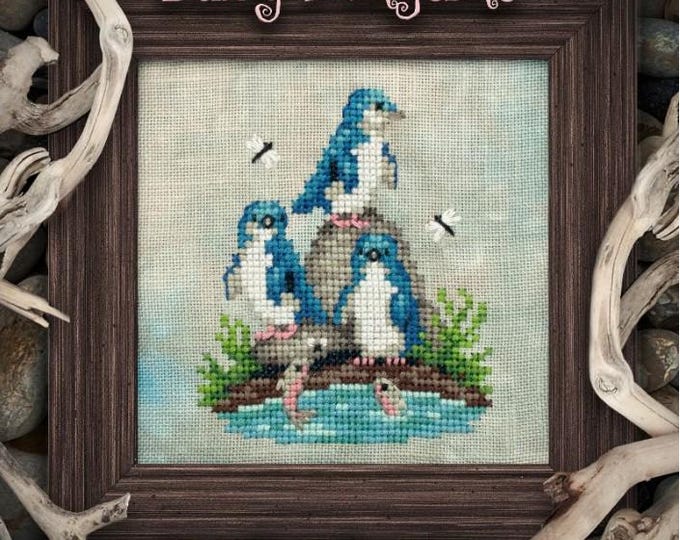Lola Crow Fairy Penguins Cross Stitch Pattern. 45wx54h First Time in Print New.  Free Shipping.