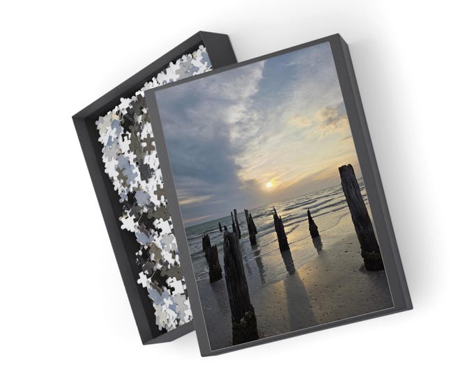 Ft Myers Beach Estero Island Sunset Beach Silhouette Puzzle 96/252/500/1000-Piece