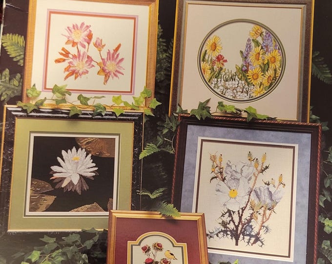 Vintage Cross My Heart Wildflowers Cross Stitch Pattern. FREE SHIPPING