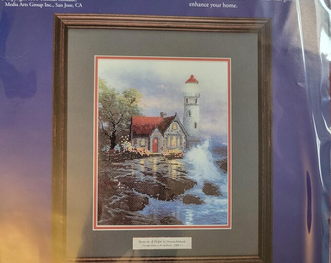 Thomas Kinkade Beacon of Hope Embellished Cross Stitch Kit. FREE SHIPPING. Repackaged in a polybag.