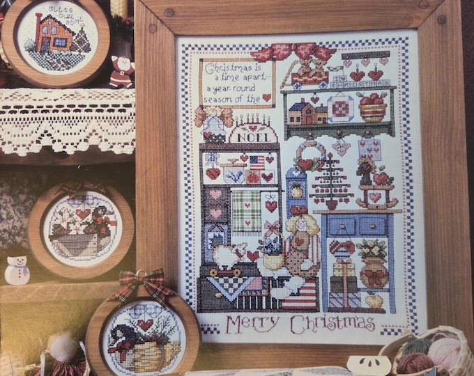 Jeremiah Junction Country Christmas Sampler Cross Stitch Pattern. FREE SHIPPING. Used Condition.