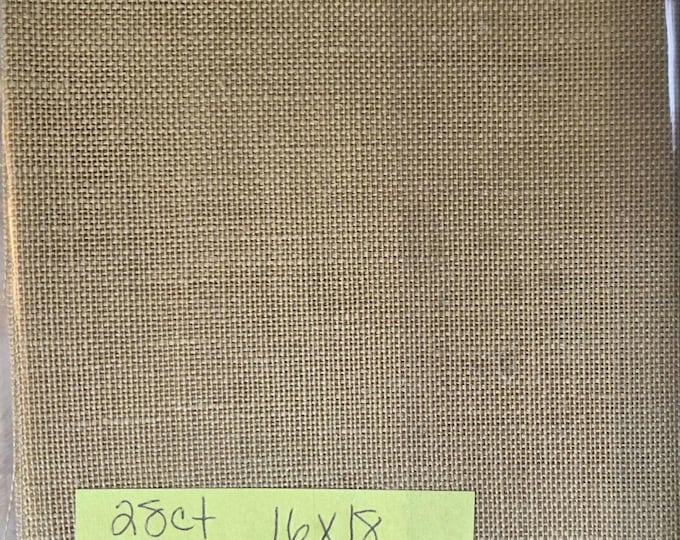 28ct 16"x18" Desert Sand Golden Brown Color Linen.FREE SHIPPING.