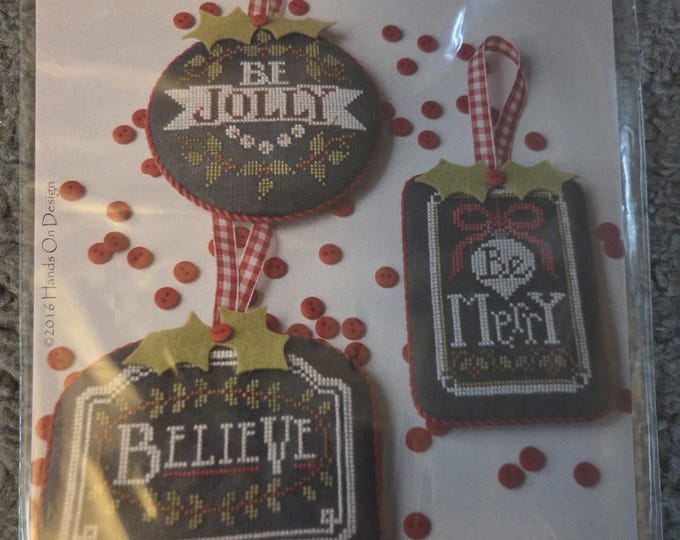Hands on Designs Christmas Collection Part 1 Chalkboard Ornaments Cross Stitch Pattern. Free Shipping. Good Condition.