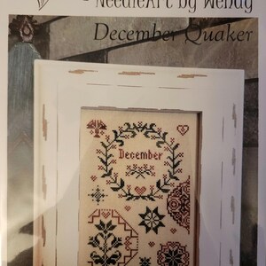 From the Heart December Quaker Cross Stitch Pattern. FREE SHIPPING.