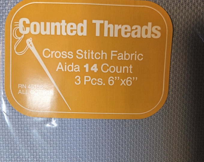 3 pieces 14ct Blue Aida Cloth 6x6. FREE SHIPPING.