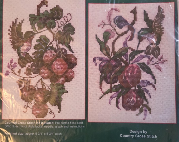 Jeanette Crews Hummingbird Pair Counted Cross Stitch Kit. FREE SHIPPING. Good Condition.