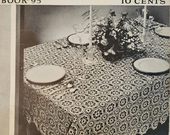 Vintage c1937 Crochet New Table Settings Pattern. Book No 95. FREE SHIPPING.