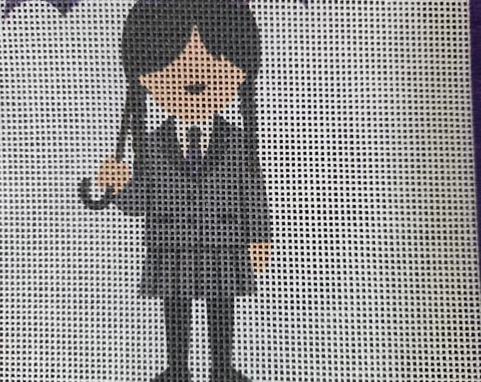 IN STOCK Wed Addams Needlepoint Canvas 9"x7" -  5"x3"  finished size #18 mesh. New Condition. Free Shipping. Moore Stitching Design