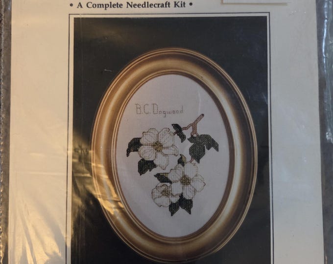 Canadian Cross Stitch BC Dogwood Counted Cross Stitch Kit. FREE SHIPPING. Older Condition.