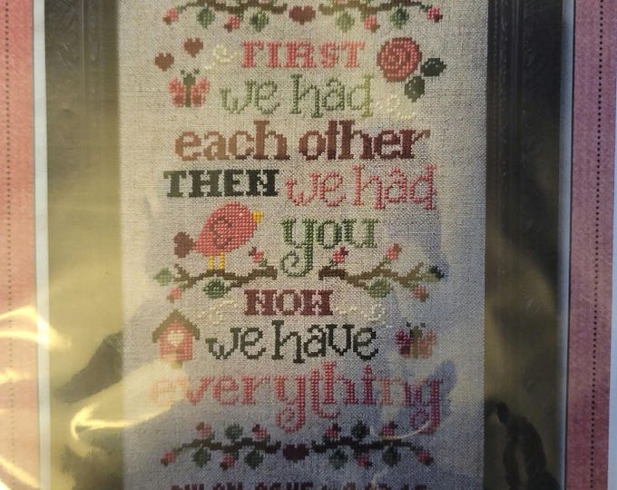 Cherry Hill Stitchery Now We Have Everything Birth Sampler Cross Stitch Pattern. FREE SHIPPING.
