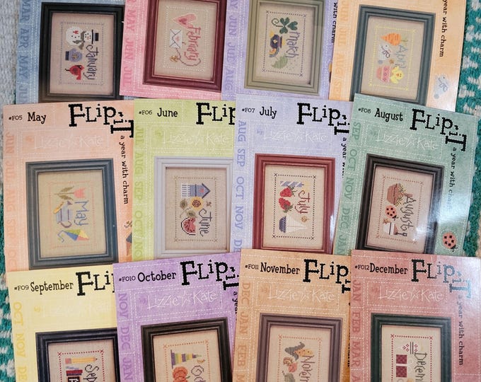Lizzie Kate Flip It A Year with Charms Cross Stitch Pattern. Includes charm. Free Shipping. Good Condition.