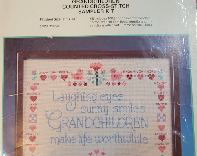 Current Grandchildren Counted Cross Stitch Kit. FREE SHIPPING. New Condition.