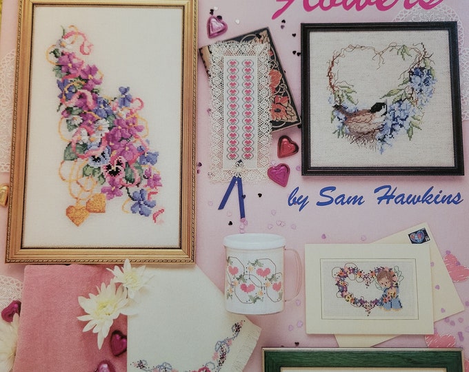 Vintage American School of Needlework Hearts and Flowers Cross Stitch Pattern Book.