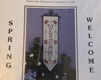 Brittercup Designs Spring Welcome Banner Cross Stitch Pattern. FREE SHIPPING. Used Condition.