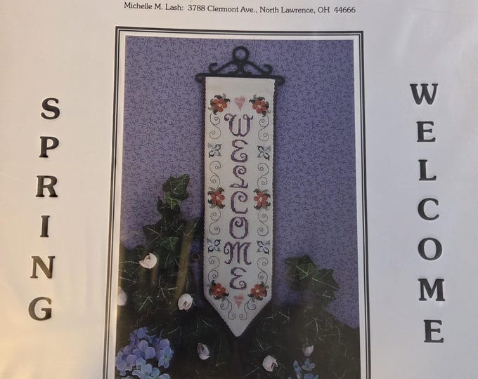 Brittercup Designs Spring Welcome Banner Cross Stitch Pattern. FREE SHIPPING. Used Condition.